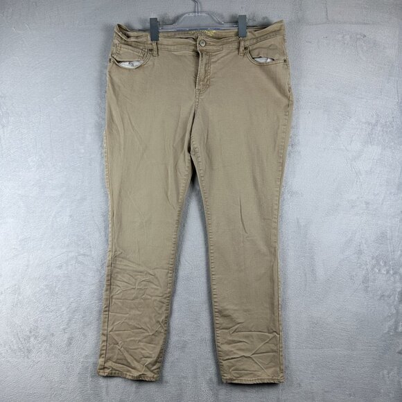 Old Navy Straight Leg Jeans Slim The Sweet Heart Womens Khaki Size 16 Petite - Picture 1 of 10